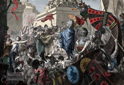 The Return of Alcibiades to Athens - Greek Antiquity: The Triumphant Return of Alcibiades (450-404 BC) to Aten, 407 BC av Unknown artist
