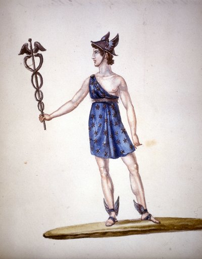 Den romerska guden Merkurius eller Hermes bland grekerna. av Unknown artist
