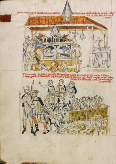 De sjuka, de spetälska och de halta ber vid Sankt Hedvigs grav; Människor som kommer för att besöka Sankt Hedvigs grav av Unknown artist