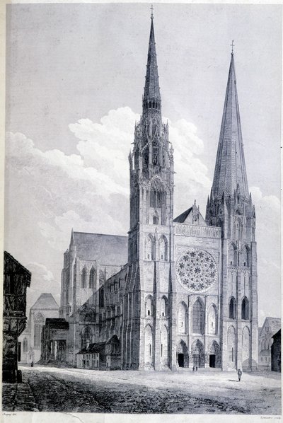 Katedralen i Chartres - gravyr av Unknown artist