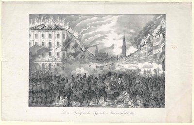 Striderna i Jaegerzeile till Wien av Unknown artist