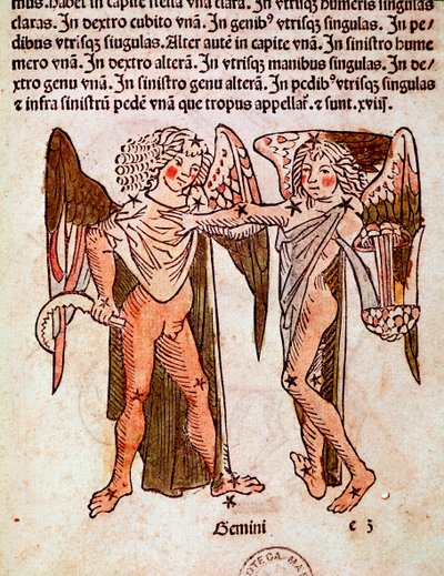 Stjärnbilden Gemeaux Detail härrör från konstellationen Tvillingarna (tvillingar), som tillskrivs den romerske historikern Hyginus (Gaius Julius Hyginus) (1:a århundradet f.Kr.). av Unknown artist
