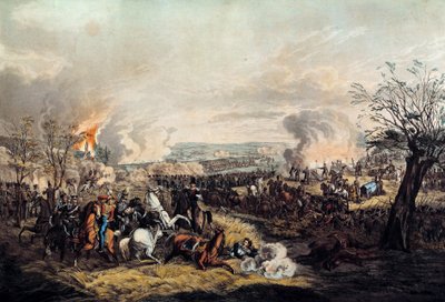 Hertig Frederic Guillaume av Brunswick (1771-1815) död i slaget vid Quatre Bras den 16/06/1815 mellan de franska trupperna av Marechal Michel Ney (1769-1815) och britterna från hertigen av Wellington. Tryck från 1815. Paris, Musee de l