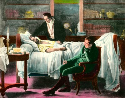 Francois Xavier Bichats (1771-1802), fransk läkares död. Illustration av 1800-talet. Privat samling av Unknown artist