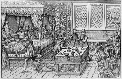 Henrik II:s (1519-1559), Frankrikes kung, död i Palais des Tournelles i Paris, 30 juni av Unknown artist