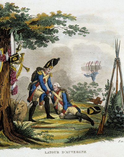 Theophile Malo Corret de La Tour (eller Latour) från Auvergne (1743-1800) död under slaget vid Oberhausen, Österrike, i juni av Unknown artist