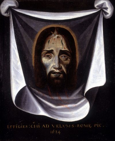 Kristusbilden målad från duken som finns bevarad i St. Sylvestre-kyrkan i Rom av Unknown artist