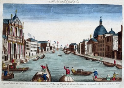 Venedigs stora kanal. Till höger: klostret Santa Claire och kyrkan Carmes Deshaussés. Till vänster: St. Simons och St. Judes kyrka. av Unknown artist