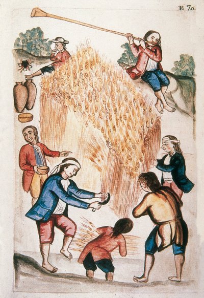 Skörden, från boken "Trujillo of Peru" eller "Codex Martinez Companion", av Baltazar Martinez Companion och Bujanda, biskop av Trujillo (1782-1785) av Unknown artist