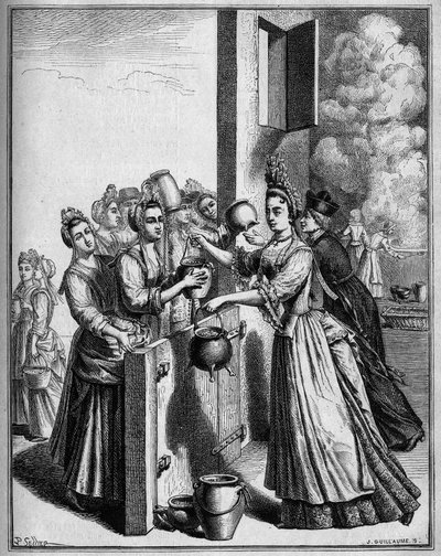 Soppans hjälp i Paris under hungersnöden 1709. Teckning av Sellier, efter ett 1700-talstryck. av Unknown artist