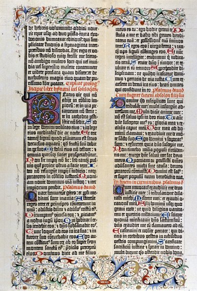 Den latinska bibeln av Gutenberg med 42 rader - 1455. av Unknown artist