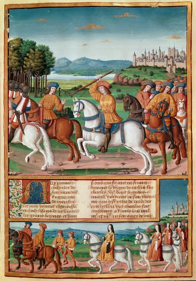 Karl VIs galenskap (1368 - 1422). Den 5 augusti 1392, i skogen av Le Mans, började han uppleva attacker av rasande galenskap: han skrek på förräderi, attackerade sin egen trupp och dödade fyra miniatyrmänniskor från "" Chronicles de Enguerrand de Mo av Unknown artist