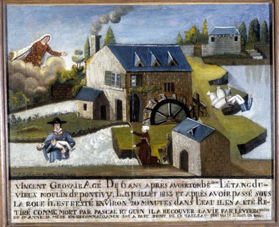Miraklet med barnet Vincent Grosair, räddad från drunkning av Sainte Anne, 13 juli av Unknown artist