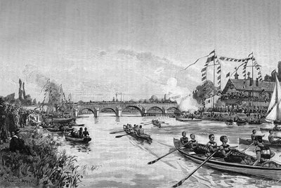 Skolregattor i Joinville le Pont (Joinville-le-Pont), Ile de France. Gravyr i "" The Journal of Youth "" av Unknown artist
