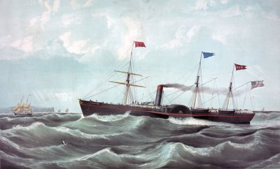 Ångbåten US Atlantic (USA:s postångfartyg Atlantic) Litografi 1850 av Unknown artist