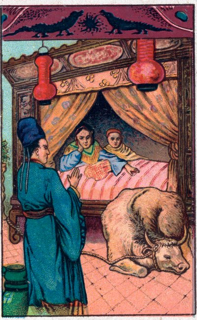 Den fruktansvärda galten. kinesisk saga. Kromolitografi från slutet av 1800-talet. av Unknown artist