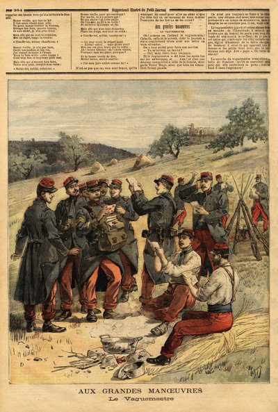 Waguemestre, militären som ansvarar för distributionen av post till trupperna. Gravyr i "" Le petit journal"" 1893-09-23. Selvas samling. av Unknown artist