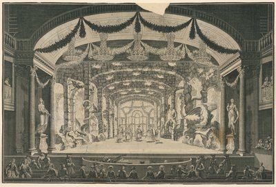 Teaterinteriör med föreställning som äger rum av Unknown artist