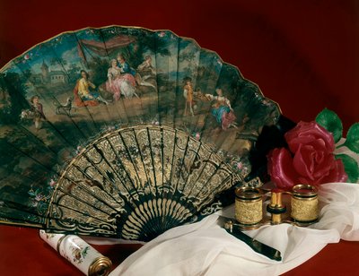 Teatertillbehör: fläkt och kikare. 1700-talet. Paris, dekorativ konst av Unknown artist