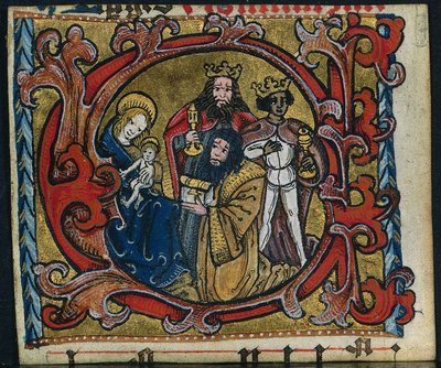 Three Cuttings from a Missal: Initial C med Adoration of the Magi av Unknown artist