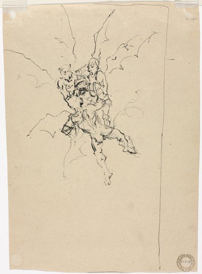 Tre demoner som håller en riddare (verso) av Unknown artist