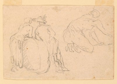 Tre figurstudier av Unknown artist