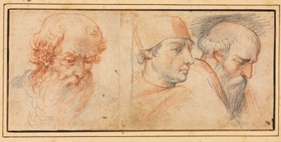 Tre huvudstudier av Unknown artist