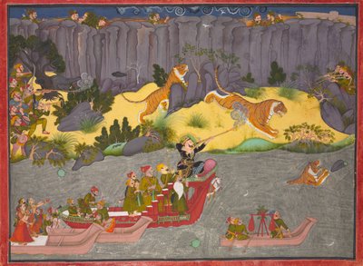 Tigerjakt av Raja Ram Singh II av Unknown artist