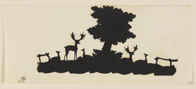 Träd med hjortar och löjrom av Unknown artist