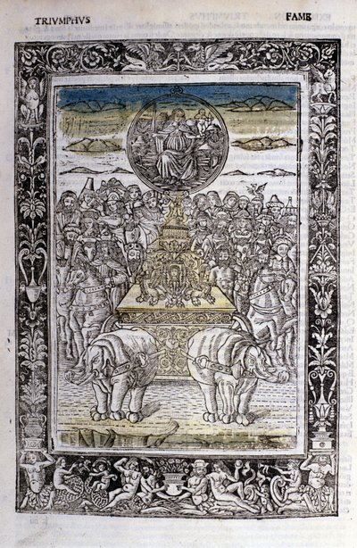 Triumf för Francesco Petrarcas berömmelse (Petrarca). Miniatyrer sd. Bibl. Trivulziana, Milano. av Unknown artist