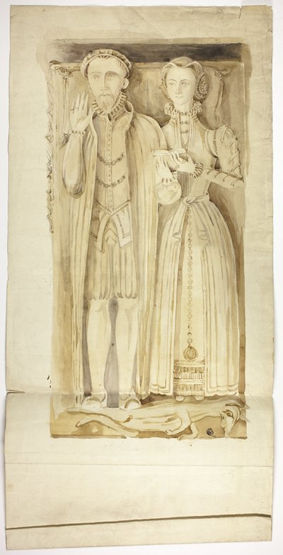 Tudorgravhäll med avbildningar av man och kvinna av Unknown artist