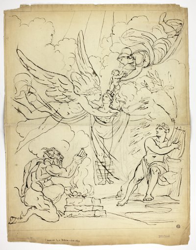 Oidentifierad mytologisk födelseplats (recto); Amor och psyke (verso) av Unknown artist