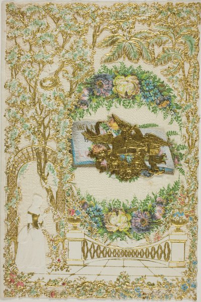 Valentin utan titel (kvinna i trädgård) av Unknown artist