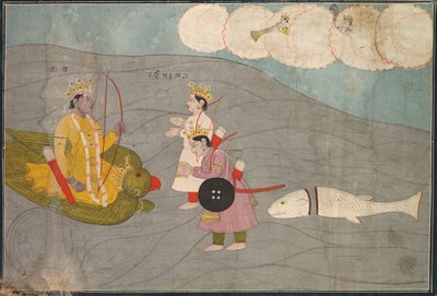 Vanasuras söner underkastar sig Krishna: Scen från Aniruddha Usha-sektionen av Krishna Lila av Unknown artist