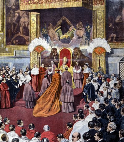Vatikankonsistoriet som leds av påven Leo XIII av Unknown artist