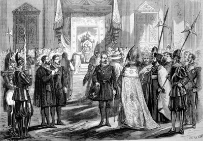 Vatikankonciliet I Rom. Påven ger audiens till rådets fader. 1869 av Unknown artist