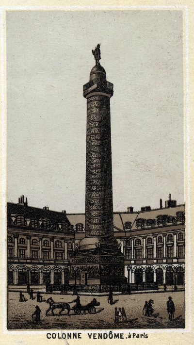 Vendome-kolumnen på Place du samma namn i Paris. Kromolitografi från slutet av 1800-talet. av Unknown artist