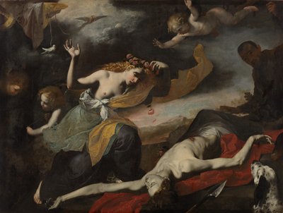 Venus upptäcker den döda Adonis av Unknown artist