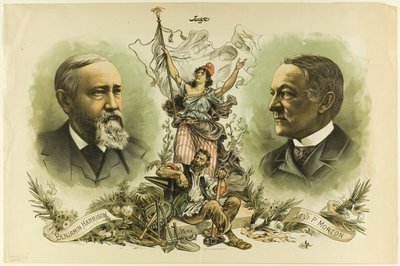 Segerporträtt av Benjamin Harrison och Levi P. Morton, från Judge av Unknown artist