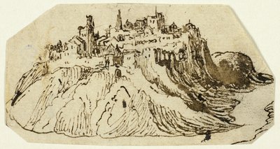 Utsikt över Fortified Hill Town av Unknown artist