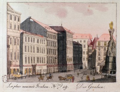 Utsikt över Graben-torget i Wien. av Unknown artist