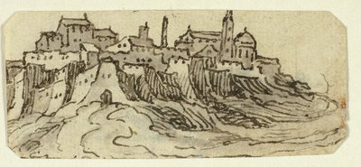 Utsikt över Hill Town med katedralen av Unknown artist
