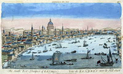 Vy över London och Themsen, sydväst - optisk vy av Unknown artist