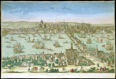 Utsikt över London i början av 1700-talet. av Unknown artist