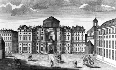 Vy över Palazzo Carignano (Palazzo Carignan) i Turin av Unknown artist
