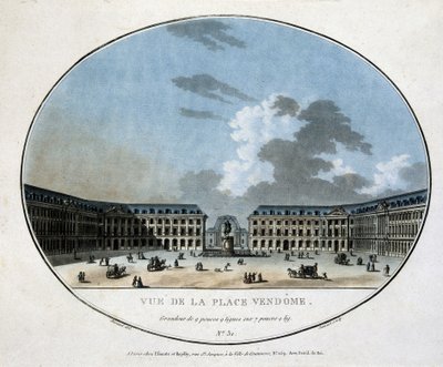 Vy över Place Vendôme - gravyr av Unknown artist