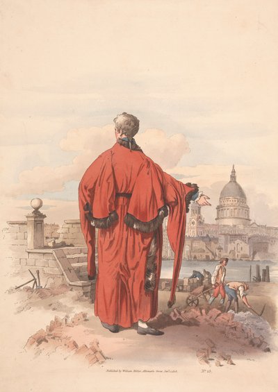 Vy över St. Pauls över floden med Gowned figur i förgrunden av Unknown artist