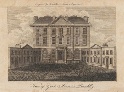Utsikt över York House i Piccadilly av Unknown artist