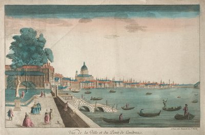 Utsikt över staden och London Bridge av Unknown artist