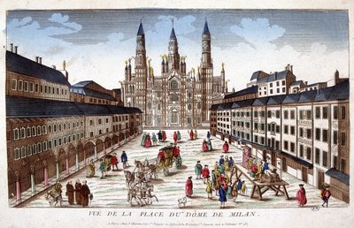 Utsikt över Duomo-torget i Milano. Början av 1700-talet. av Unknown artist